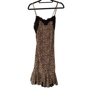 Jennifer Taylor Women's Leopard Midi Dress w/ Lace Trim Size 36 (Small)